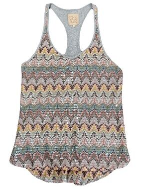 Chaser Sequin Chevron Racerback Tank Top